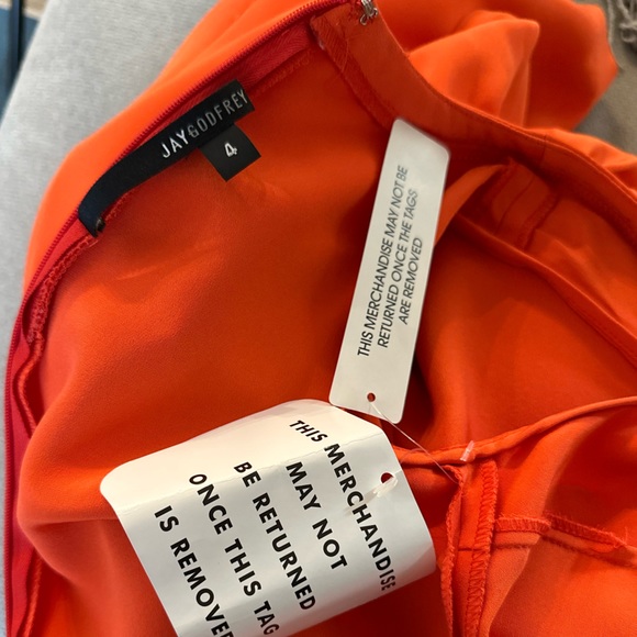 Jay Godfrey Orange Sleeveless Ruffle Collar Mini Dress. New With Tags! Size 4 - Picture 13 of 14